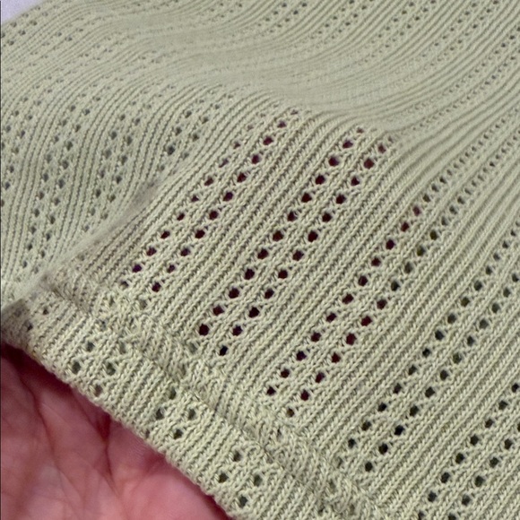 H&M Polo Shirt Light Green Cotton Blend Crochet Style Men’s Size M - Picture 3 of 9